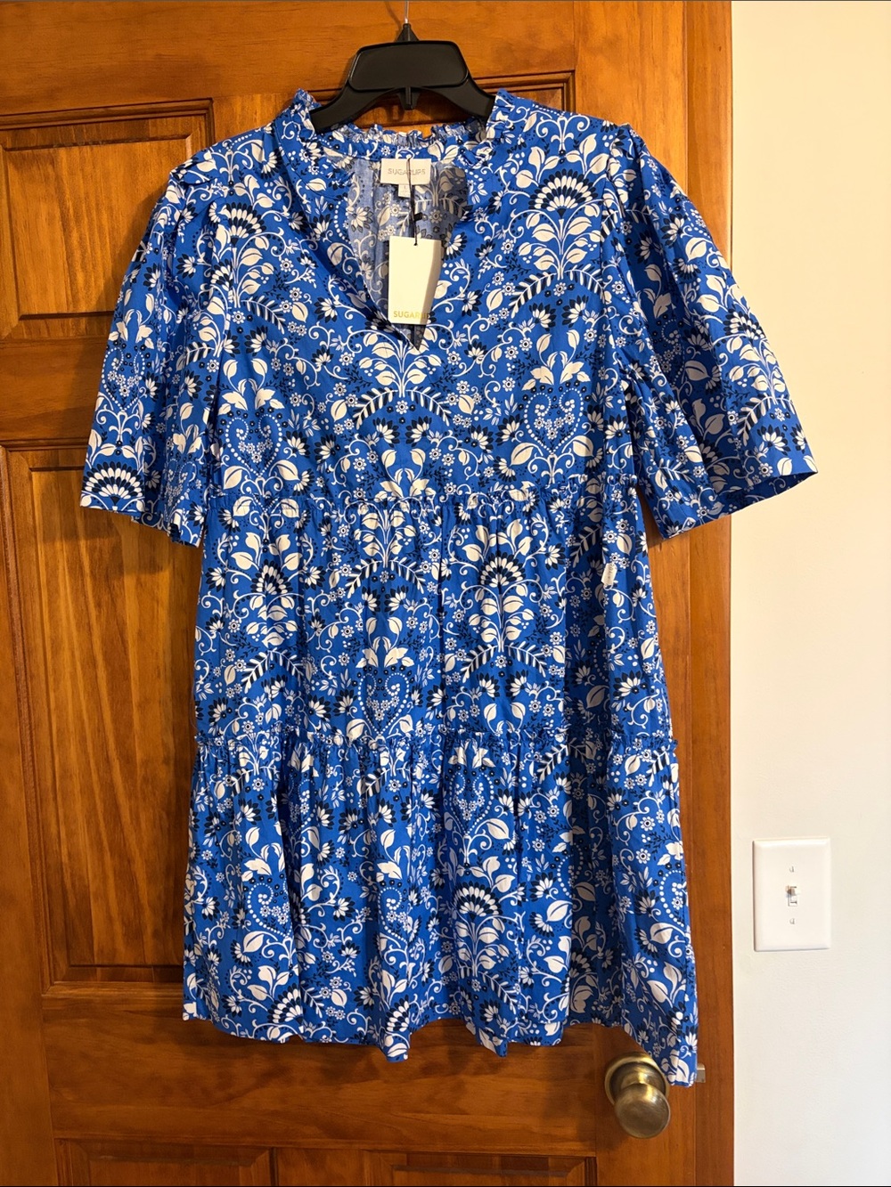 Sugarlips Royal Blue & White Floral Mini Dress